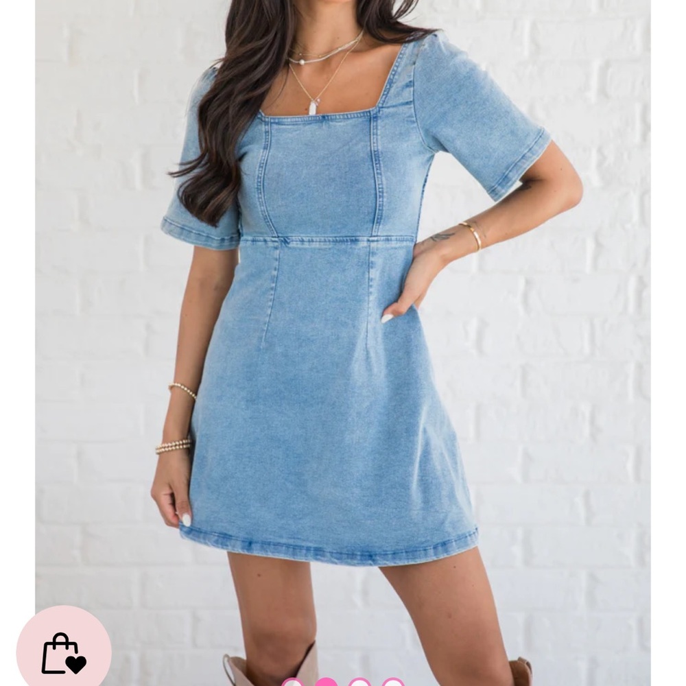 Pink Lily Light Blue Denim Mini Dress
